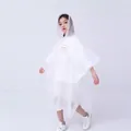 Portable white semi-transparent EVA rain poncho for children with hooded cloak design - Kids One Size / White Poncho (Kids)