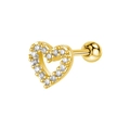 Orecchino a cuore dorato con zirconi incastonati e chiusura a vite sicura - 4# Cuore Cavo / Oro