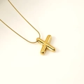 Golden 3D balloon style letter X pendant necklace with minimalist snake chain - Letter X (S-P062-X)