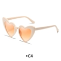 Occhiali da sole a cuore con montatura beige chiaro e lenti sfumate arancioni - Montatura Bianco Sporco Lenti Sfumate Tè