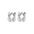 Eleganti orecchini a cerchio in argento intrecciato dal design minimalista da donna - Incrociato / Argento