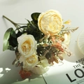 Retro artificial flower bouquet with creamy roses and champagne peonies for decor - Champagne