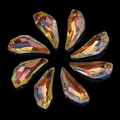 Iridescent AB crystal glass leaf pendants with faceted teardrop design for DIY jewelry - 12X30 Wolf Tooth