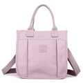 Grande borsa a tracolla minimalista in nylon rosa antico con tracolla regolabile e manici - Rosa