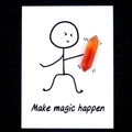 Natural orange agate hexagonal crystal pillar on a creative Make Magic Happen gift card - Red Agate