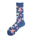 Calze di cotone blu con motivi a stella marina rosa e beige per uomo e donna - Taglia unica / Stella Marina Blu