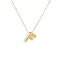 Detail of a 3D bubble-style letter F pendant in gold finish on a fine bead chain - Letter F Necklace / Gold
