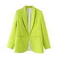 Blazer femme vert citron minimaliste, style décontracté ample avec revers et manches - Vert Fluorescent