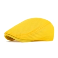 Yellow mesh flat cap for men and women breathable lightweight summer ivy newsboy hat - Adjustable / Yellow