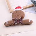 Molletta per capelli omino di pan di zenzero in peluche con cappellino natalizio rosso - Testa e braccia di omino di pan di zenzero semilavorati / Marrone Scuro
