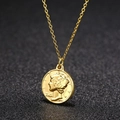 Vintage gold-plated titanium steel necklace with an embossed Roman coin portrait pendant - Box Chain / Gold
