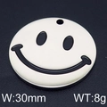 Colgante de cara sonriente en acero de titanio esmaltado blanco, 30mm y 8g peso - 30MM / Color Acero