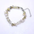 Handmade irregular pale green and yellow natural stone chip bracelet with silver clasp - Rutilated Quartz Gold