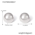 Pendientes de botón semiredondos de acero de titanio plateado pulido de 1,85 cm - Color Acero