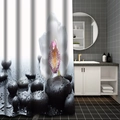 Waterproof zen bathroom shower curtain featuring white orchids and black spa stones decor - YS-60 White Orchid Stones / 90*180CM Shower Curtain