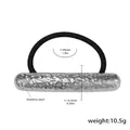 Tubo strutturato in acciaio inossidabile argento su elastico nero per capelli donna - E587-Barra Martellata Acciaio