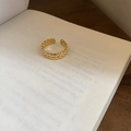 Minimalist gold braided texture open ring on a book page for a vintage luxury aesthetic - F10094 5mm Wheat Texture Gold
