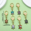 8er-Set goldene Herz-Schlüsselanhänger mit Schildkröten-Anhängern und Emaille-Dekor - 6er Set Schildkröten