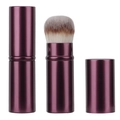 Retractable plum purple cat paw makeup brush with soft fiber bristles and metal cap - Small Coffee Style