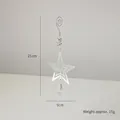 Golden star iron ornament with transparent teardrop pendant, size 21x9cm for Christmas - Pentagram / Silver