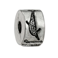 Silver crocodile engraved metal spacer bead for DIY charm bracelets and necklaces - 041-Stopper (Silver Crocodile Dinosaur Relief)