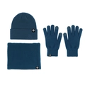 Winter 3-piece navy knit set with touch-screen gloves, scarf and warm fleece hat - 3-Piece Knit Warm Set / Navy Blue
