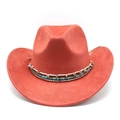 Détail d'un chapeau de cowboy bohème avec perles turquoise et finition en suédine - M (56-59cm) / Rouge Brique