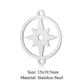 Silver stainless steel eight-pointed star connector charm for jewelry making, 15x19.5mm - Compass Star (5 Pcs/Pack) / Silver
