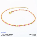 Pink enamel bead anklet in gold finish stainless steel with 230mm adjustable length - Gold Chain Pink Bead (KJ1736-Z)