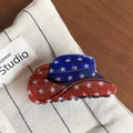 Glittery cowboy hat hair claw clip with American flag pattern and blue star design - Star Pattern (8.5cm)