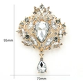 Luxurious gold crystal brooch with water drop stone and dimensions 95mm x 70mm - XD145-2-KC Gold Clear Teardrop