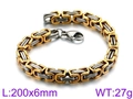 Bracelet chaîne boîte en acier titane bicolore or et argent avec fermoir mousqueton - 200x6mm / Bicolore Or et Argent (KB91935-Z)