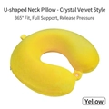 Yellow memory foam U-shaped travel neck pillow in soft crystal velvet fabric finish - Bright Yellow