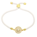 Minimalist white braided rope bracelet with gold star charm and sparkling zircon accents - White