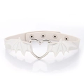 White PU leather choker featuring a metal heart ring and bat wings for cosplay parties - White