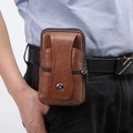 Vertikale Echtleder-Handytasche für Herren mit Magnetverschluss und Gürtelschlaufe - Braun