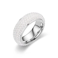 Elegante anello in acciaio inossidabile con cinque file di perle bianche, finitura argento. - 6 / Argento