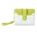 Cartera corta floral para mujer en cuero sintético verde claro con correa de mano - Verde