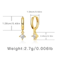 Gold plated fishbone earrings with a princess cut square zircon and measurements - Princess Cut Zircon (KEAM0085)