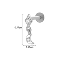 Silver titanium flat back stud earring featuring diamond and moon pendants with zircons - 0194-3# Silver Moon Rhombus Dangle