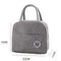 Gray Oxford fabric insulated lunch bag with panda label, dimensions 22x11x19cm - Grey Panda Label Thermal