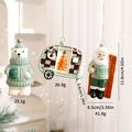 Ceramic style Christmas ornaments set featuring polar bear and Santa in green knit - Display Set 2 (8 PCS)