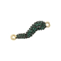 Pendentif piment créatif en forme de S plaqué or avec cristaux pavés verts - Bicolore avec zircon vert