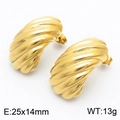 Orecchini a perno a spirale minimalisti in acciaio inossidabile placcato oro 18k - Striscia di Croissant d'Oro (KE111643-KFC)