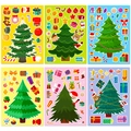 Set de 6 hojas de pegatinas navideñas DIY con árboles, Papá Noel, renos y copos de nieve - Juego completo de 6 estilos (T01041243)