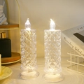 Elegant crystal-textured LED rose candle lamp with warm diamond refraction and ambient glow - Warm Yellow Light / Large Style - Value Pack