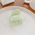 Small light green acetate claw clip with marble texture on a decorative white plate - Jelly Green