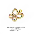 Golden copper four-leaf clover pendant with colorful zircon stones, size 20*18mm - Clover Pendant (Style 2)
