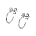 Eleganti orecchini geometrici a forma di C argentati con zirconi per donna in coppia - Argento