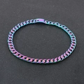 15mm iridescent rainbow stainless steel Cuban link necklace with industrial buckle - Colorful